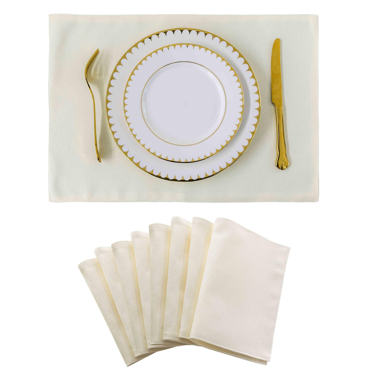 Home Brilliant Linen Placemats Set of 4 Heat Resistant Dining Table Cloth Place Mats Kitchen Table Mats Placemats Table Decor, Natural Linen
