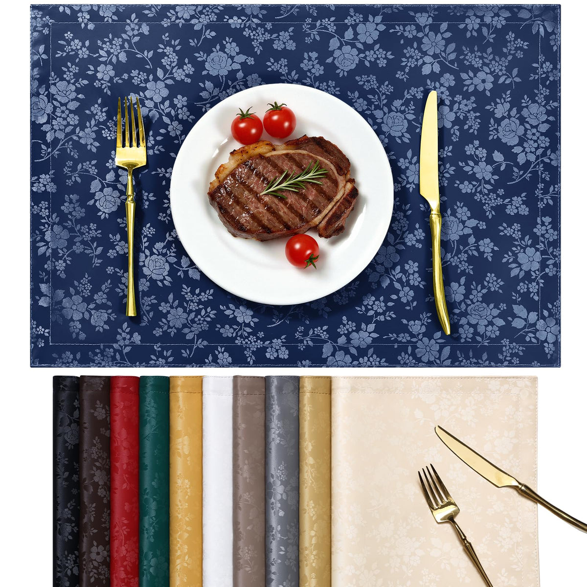 Smiry Rectangle Place Mats, Waterproof Heavy Duty Vinyl Placemats 6 Pack