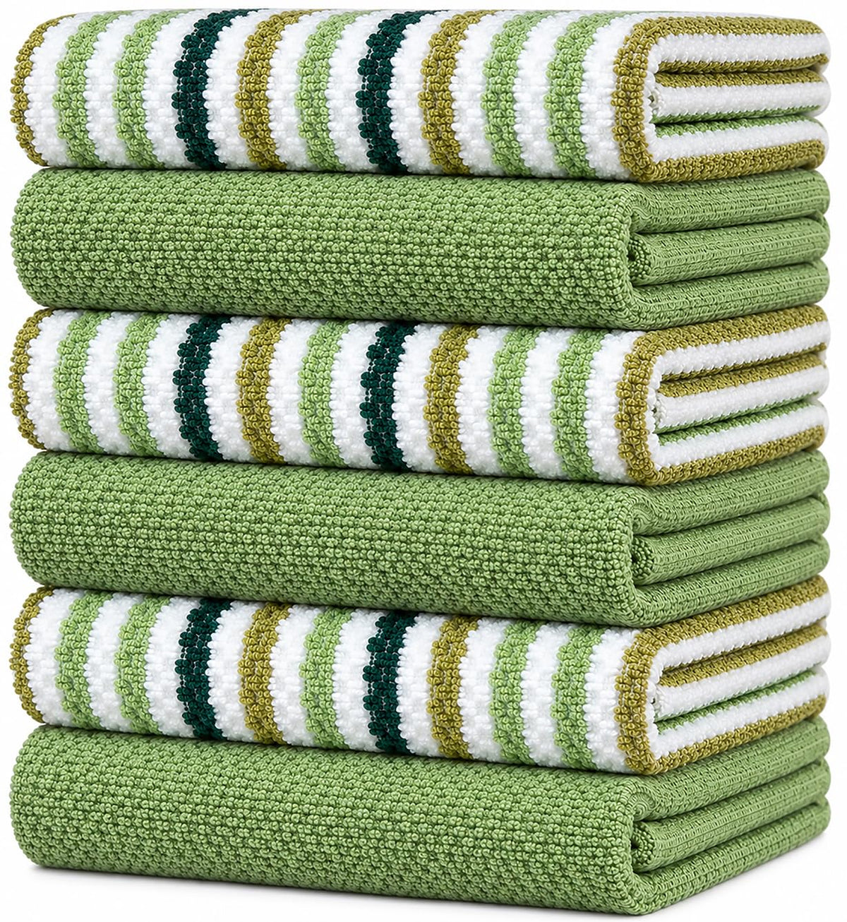 Bumble Dish Cloths 8-Pack, Cotton Kitchen Towels, 12"x12" Blue Wide Stripes