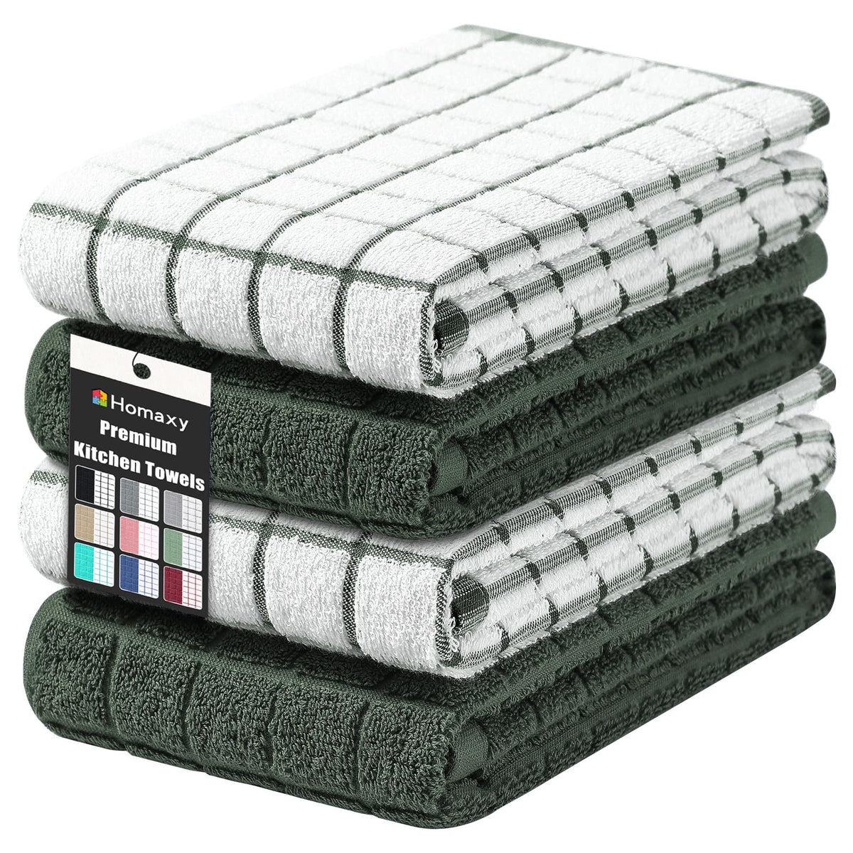 Homaxy Premium Cotton Kitchen Dish Cloths 12"x 12", 6 Pack, Tan