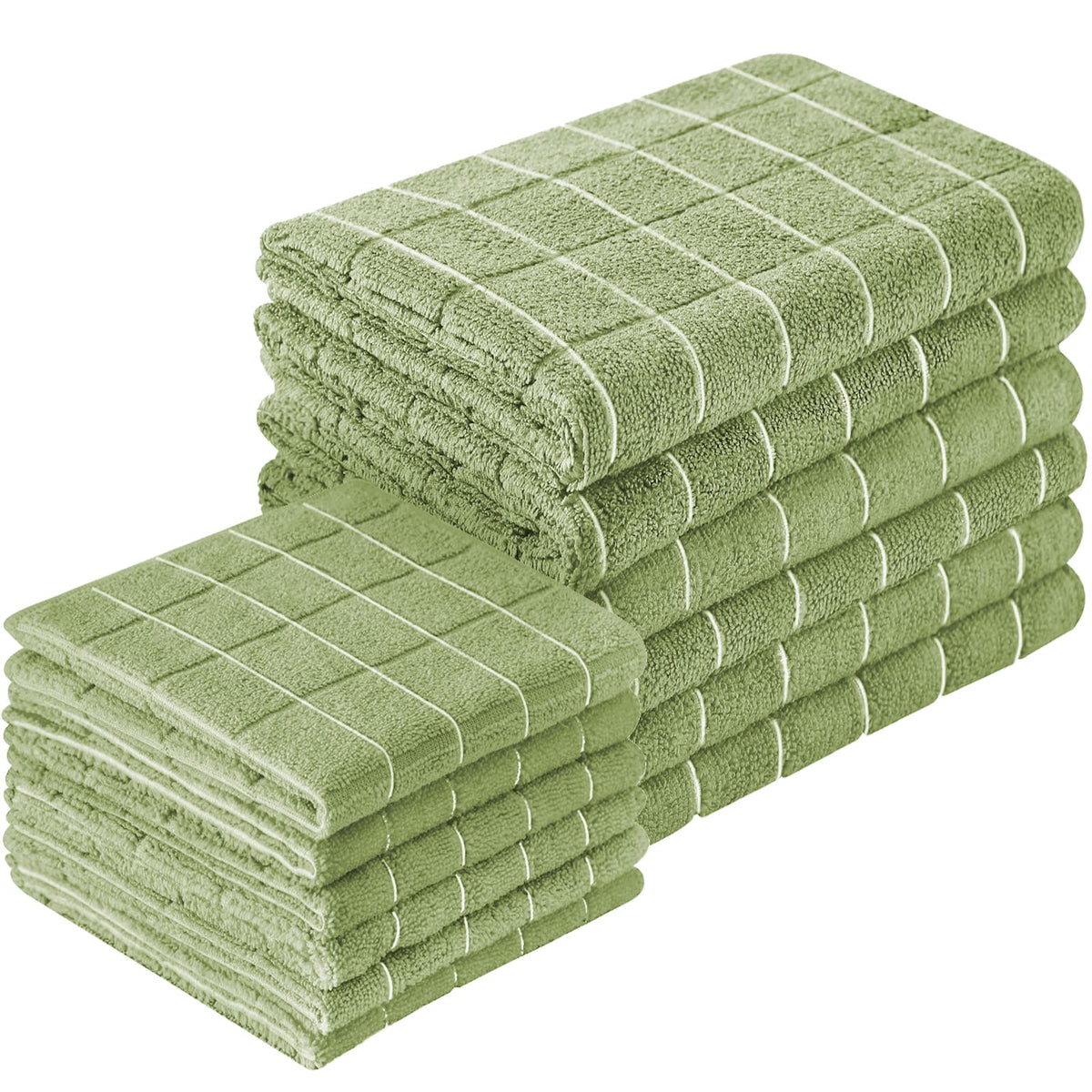 Puomue Microfiber Kitchen Towels and Dishcloths Set, 26 X 18 Inch and 12 X 12 Inch, Set of 12 Bulk Lint Free Dish Towels for Drying Dishes, Grey