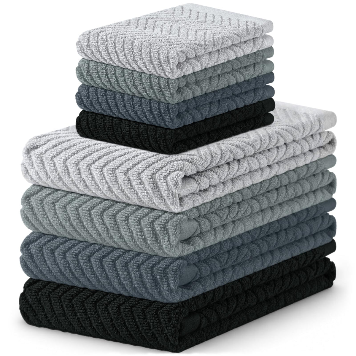 Homaxy 8 Pack 100% Cotton Kitchen Towels and Dishcloths Set, Burgundy