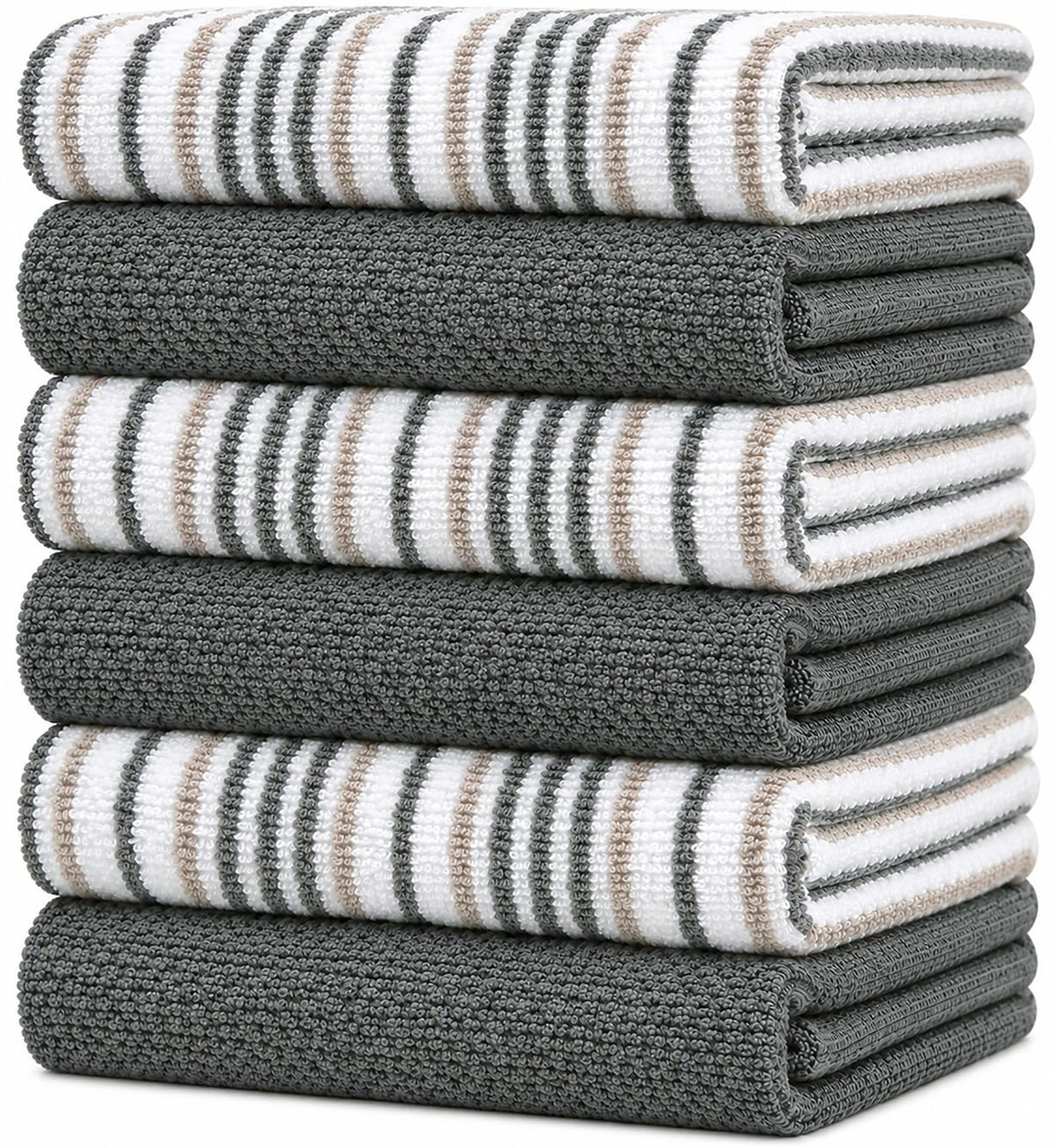 Bumble Dish Cloths 8-Pack, Cotton Kitchen Towels, 12"x12" Blue Wide Stripes