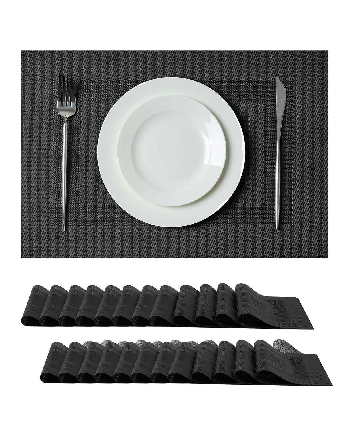 Beige Placemats Set of 4 - Heat-Resistant, Non-Slip Table Mats, Washable Woven Vinyl for Indoor & Outdoor Dining