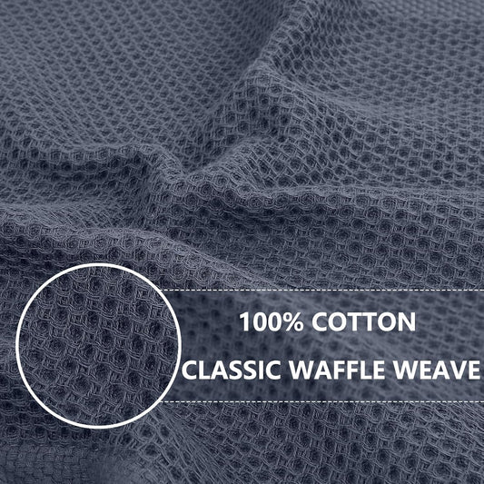 Homaxy 100% Cotton Waffle Weave Kitchen Dish Cloths, 4-Pack, Dark Grey