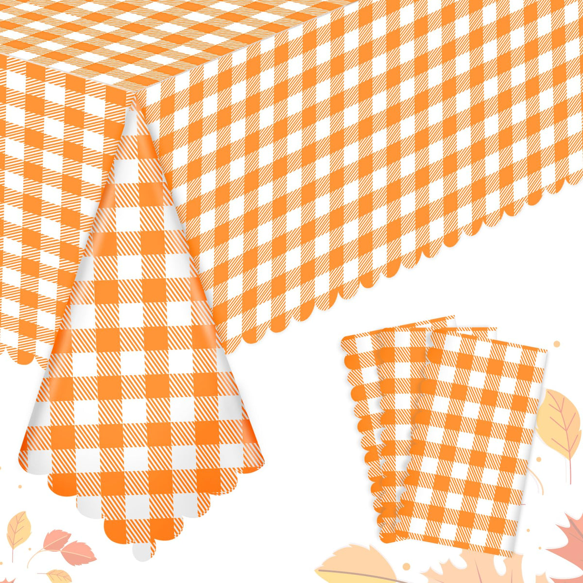 3Pack Light Khaki Gingham Tablecloths, Khaki and White Checkered Tablecloth