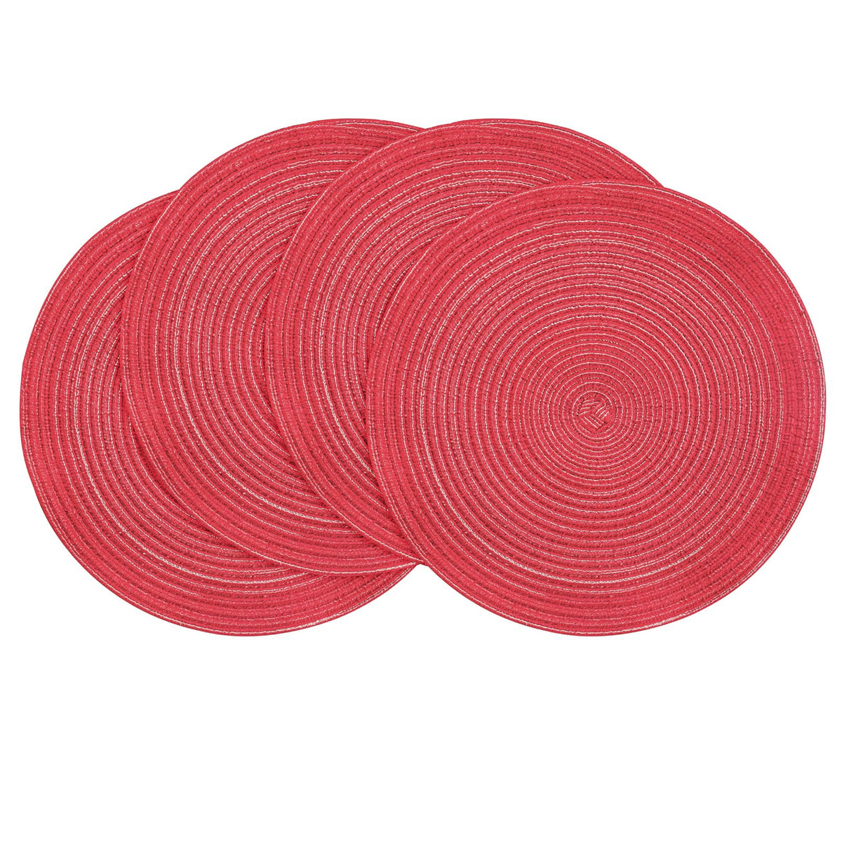 Floroom 15 Inch Round Braided Placemats Set of 4, Washable Heat Resistant Cotton Polyester Circle Place Mats for Kitchen Dining Table - Navy Blue