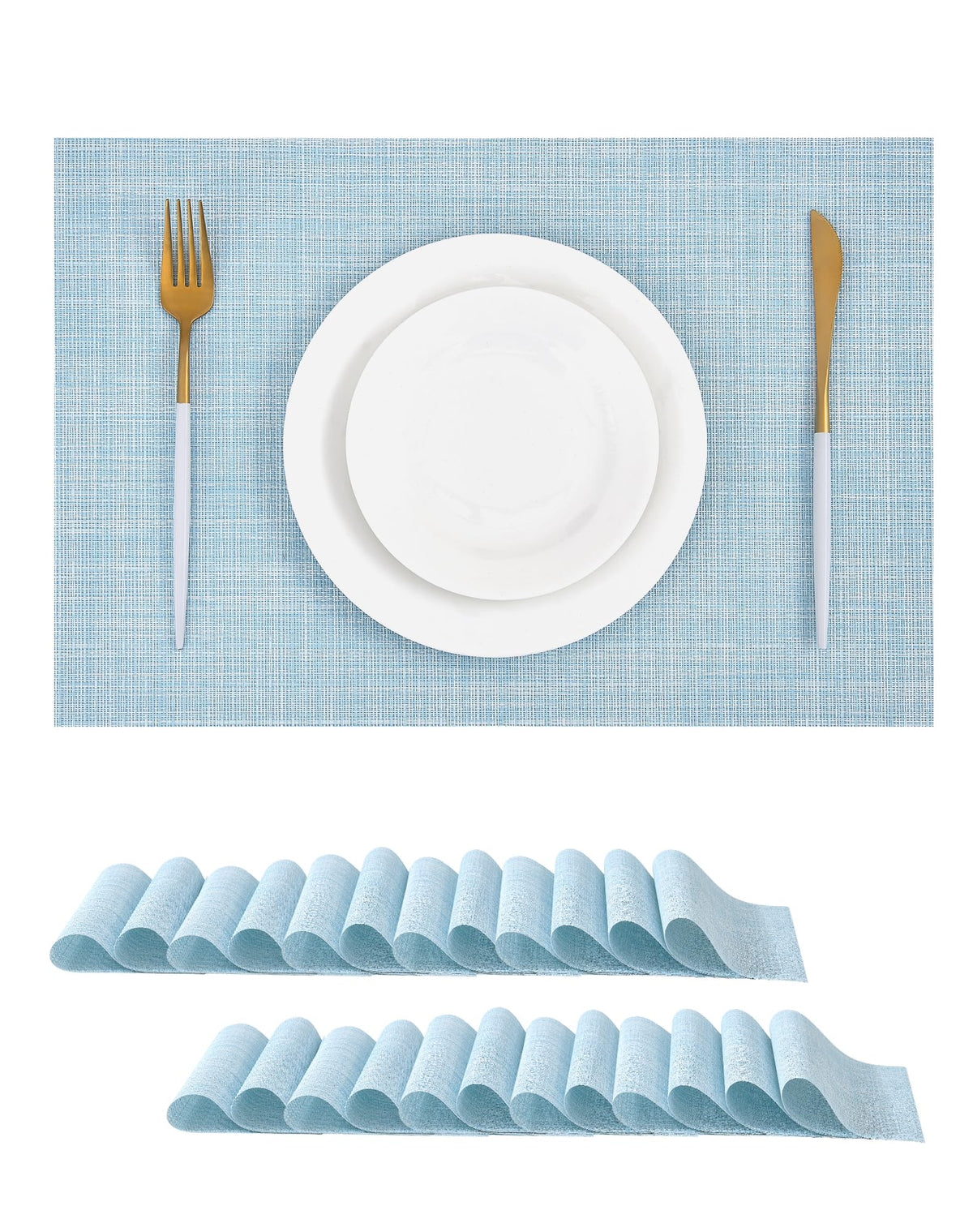Beige Placemats Set of 6 - Heat-Resistant, Non-Slip Table Mats, Washable Woven Vinyl for Indoor & Outdoor Dining
