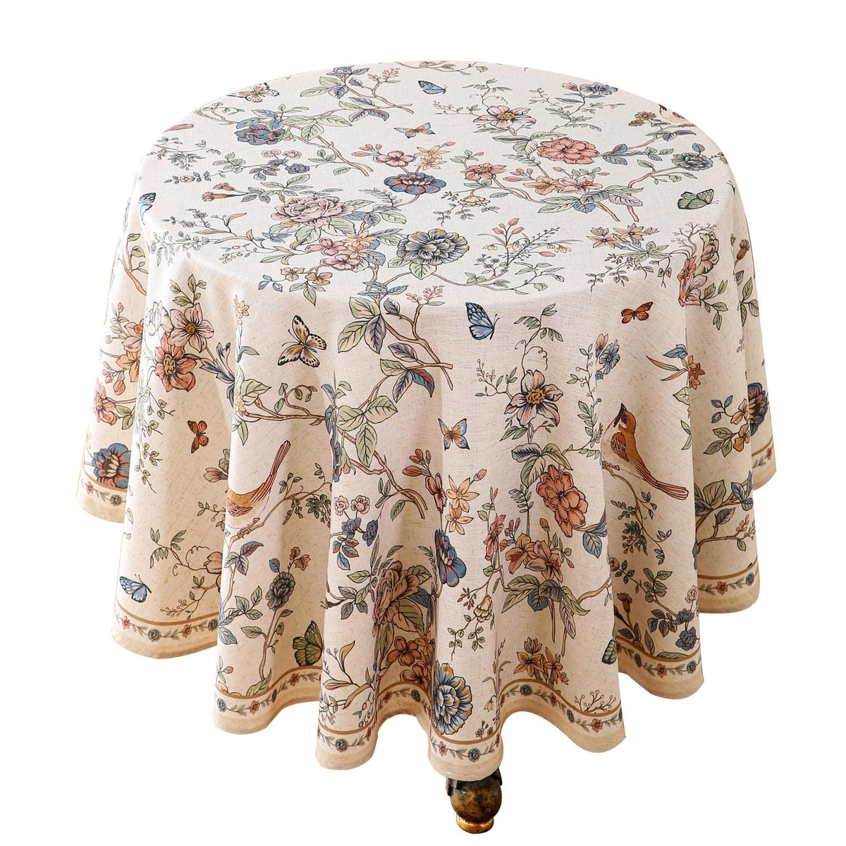 ISAENNE Designer Linen Rectangular Long Tablecloth,118"x67"-Serenity G