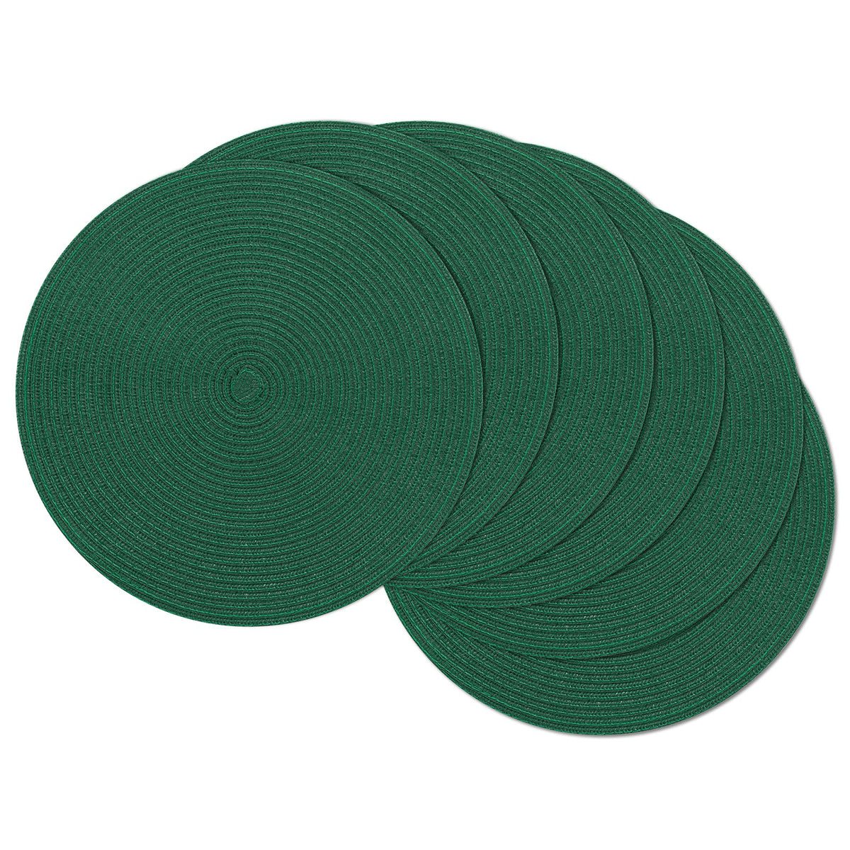 SHACOS Round Braided Placemats Set of 4 Dining Table Placemats 15 inch Circle Place Mats Easy to Clean Table Mats Indoor Outdoor, Blue Gray
