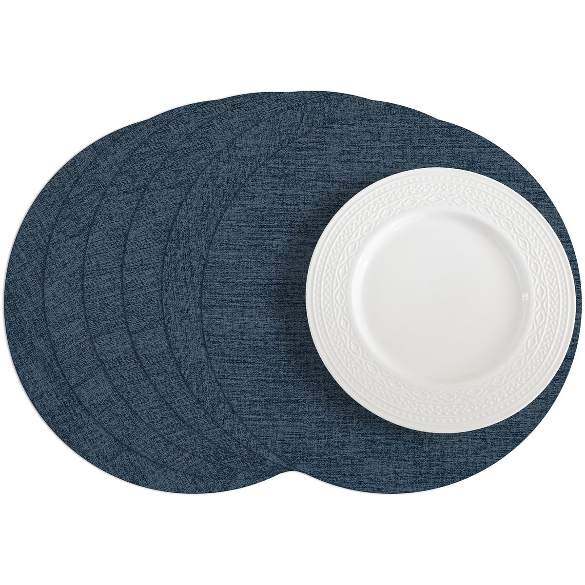 Romanstile Faux Leather Vinyl Placemats Set of 6, Light Grey