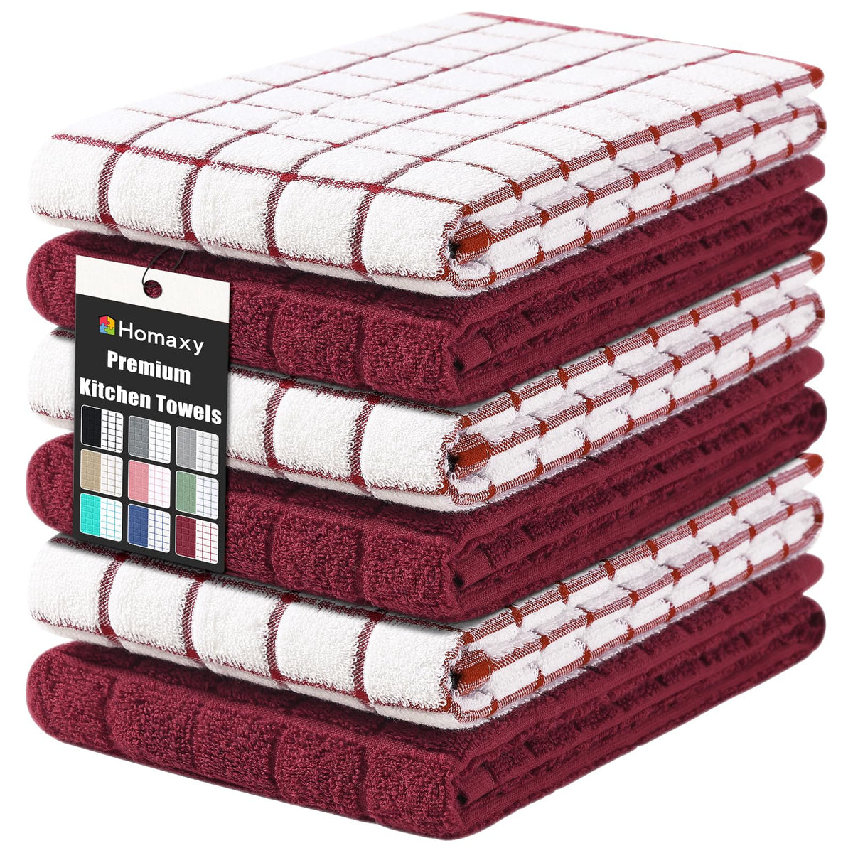 Homaxy Premium Cotton Kitchen Dish Cloths 12"x 12", 6 Pack, Tan
