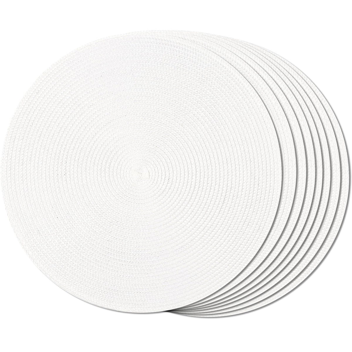 FunWheat Round Braided Placemats Set of 6 Table Mats for Dining Tables Woven Washable Non-Slip Place mats 15 inch(Orange, 6pcs)