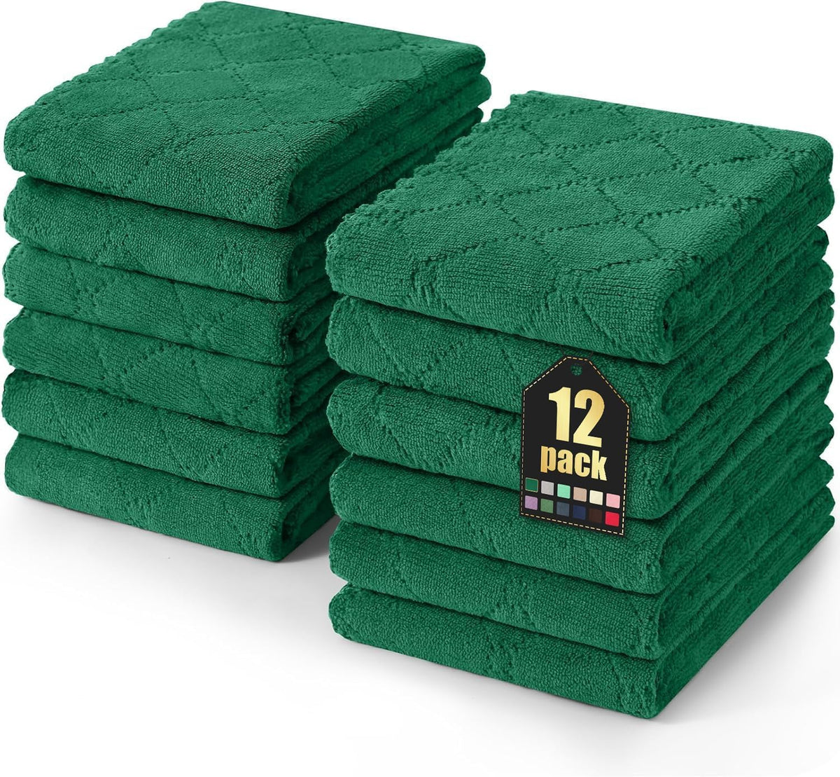 Homaxy 12 Pack Super Soft & Absorbent Dish Cloths, 10" x 10", Grey