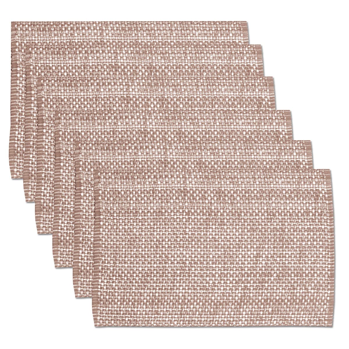 Sweet Home Collection 100% Cotton Placemats for Dining Room Rectangle Two Tone Woven Fabric 13" x 19" Soft Durable Table Mat Set, Set of 4, Eggshell