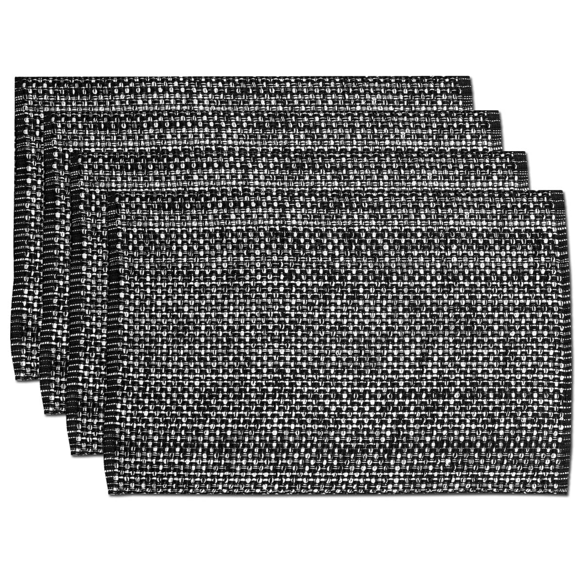 Sweet Home Collection 100% Cotton Placemats for Dining Room Rectangle Two Tone Woven Fabric 13" x 19" Soft Durable Table Mat Set, Set of 6, Eggshell