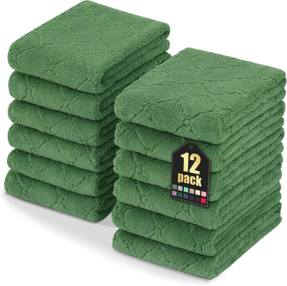Homaxy 12 Pack Super Soft & Absorbent Dish Cloths, 10" x 10", Grey