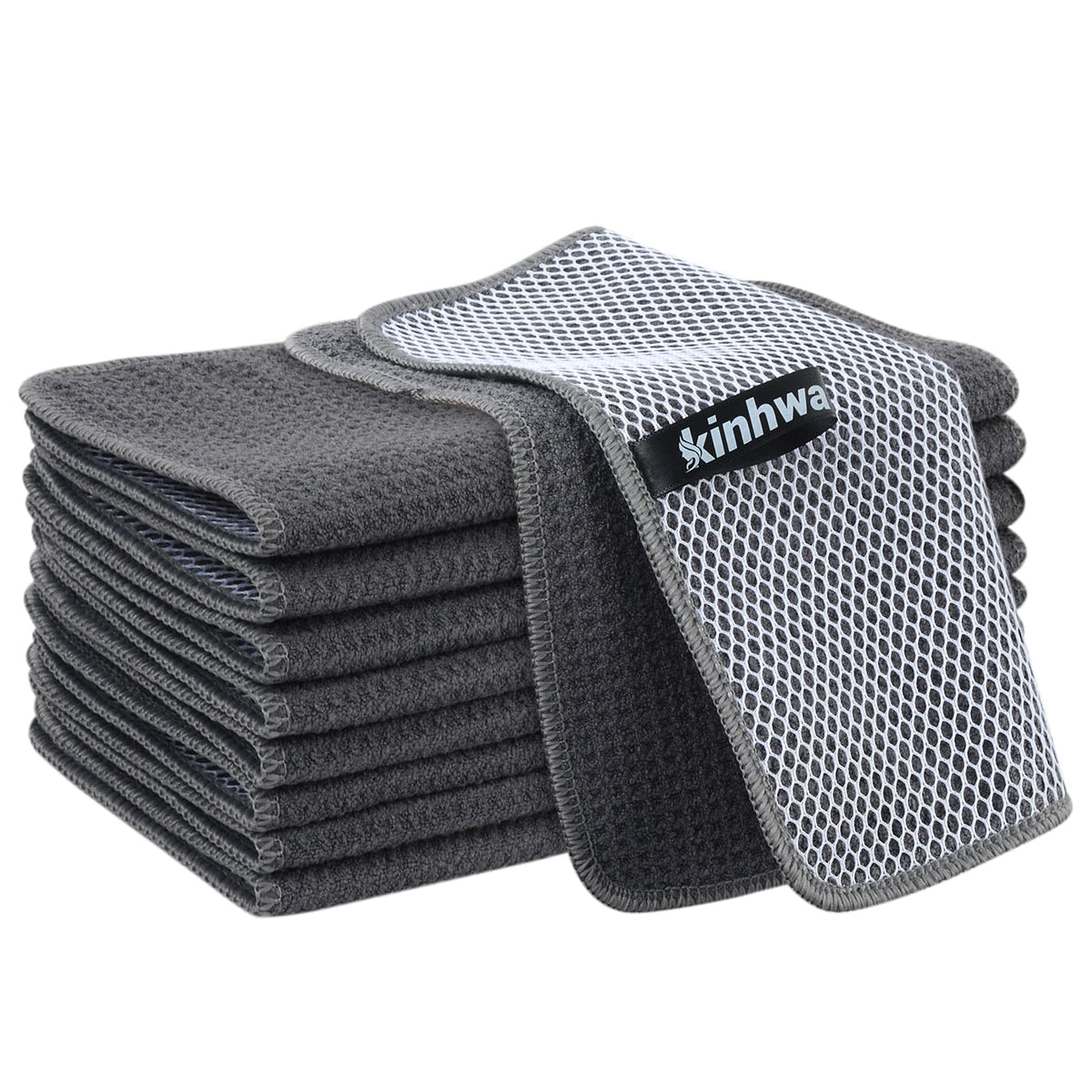 KinHwa Dish Cloths for Washing Dishes with Scrub Side, Microfiber Dish Rags