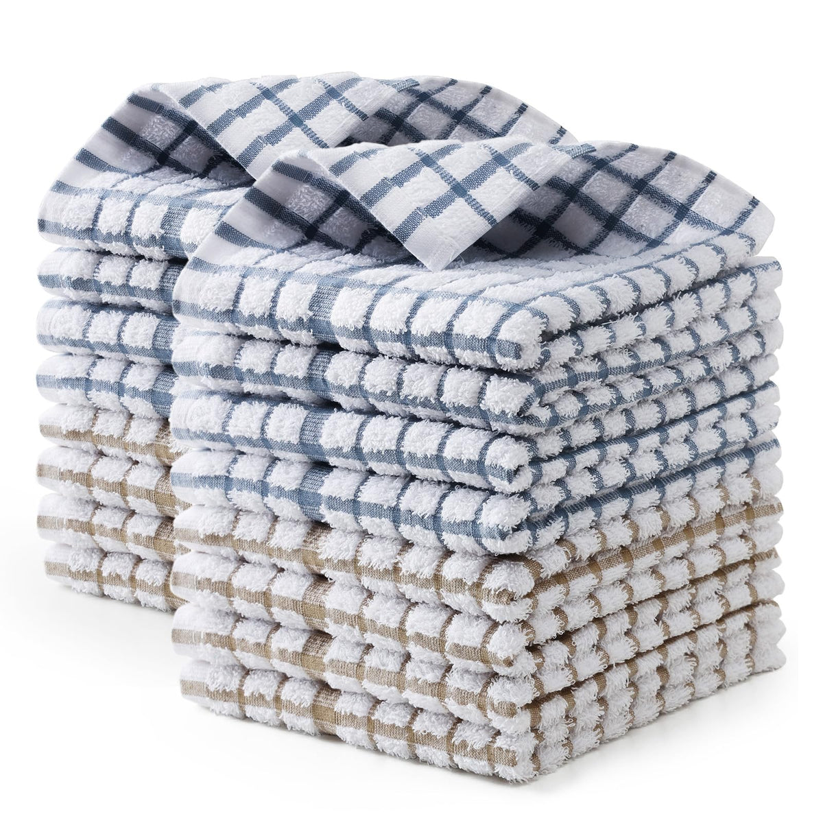 Egles 12 Pack 100% Cotton Kitchen Dish Cloths, 12 x 12 Inch Dishcloths