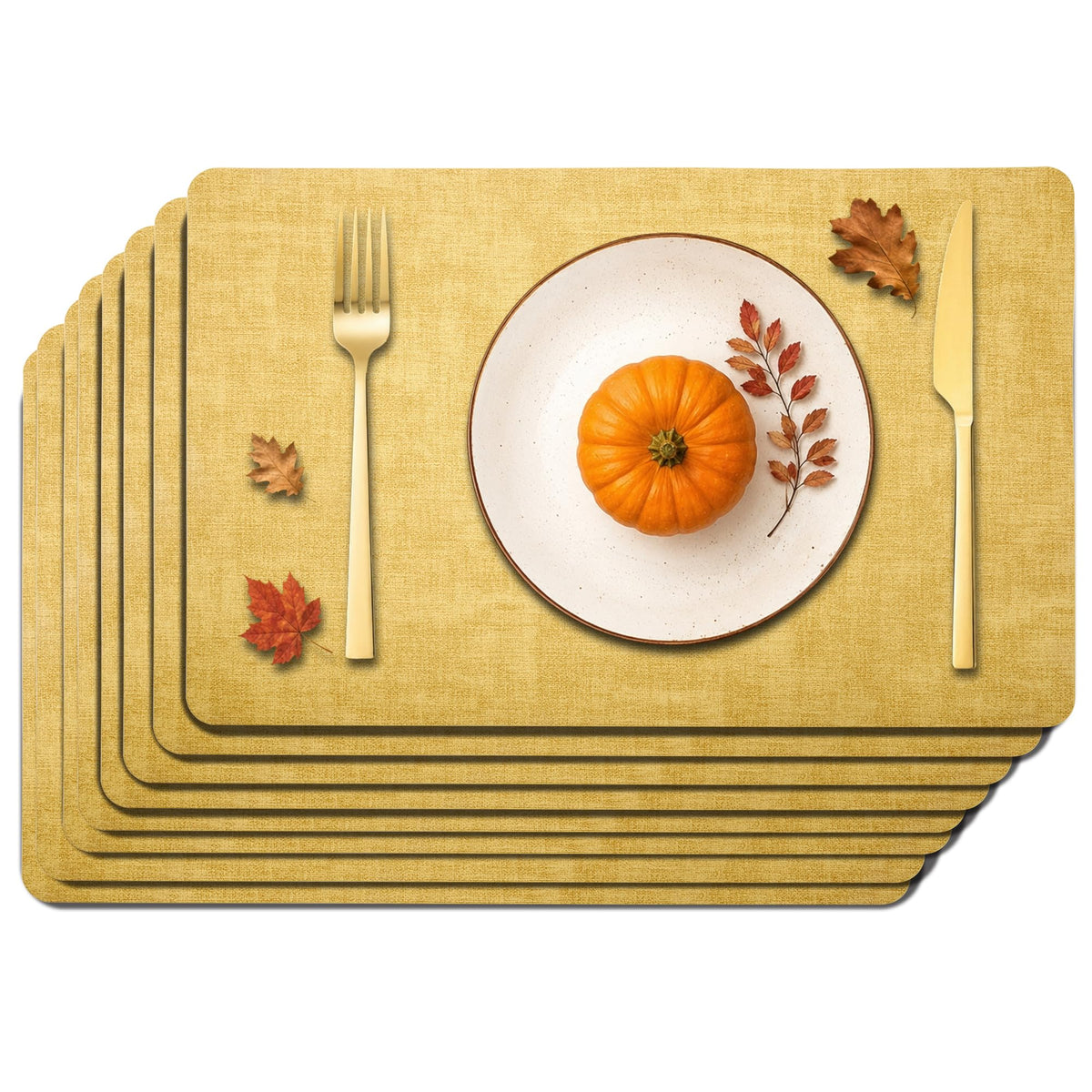 Maxpearl Faux Leather Placemats Set of 6, Easy to Clean, Beige