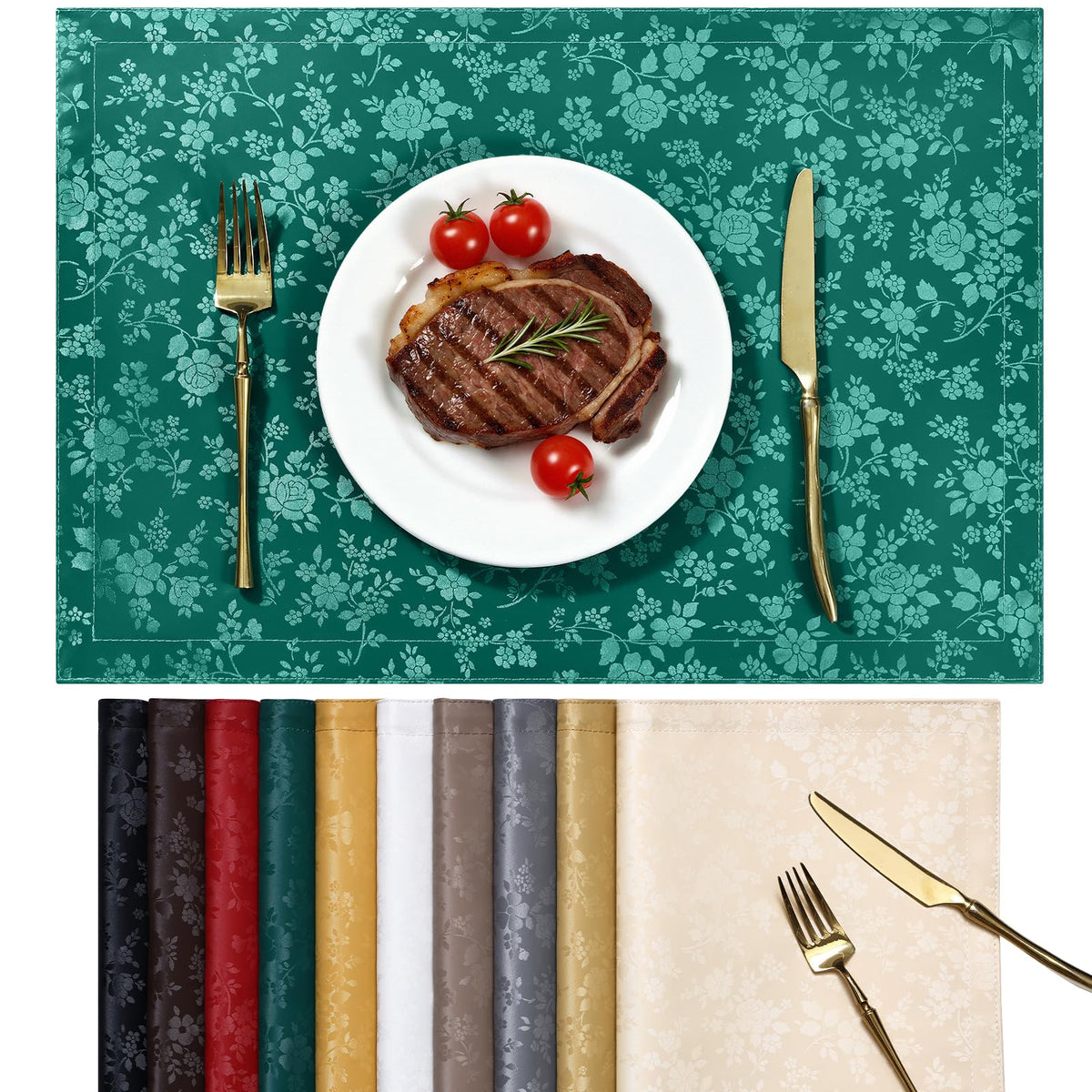 Smiry Rectangle Place Mats, Waterproof Heavy Duty Vinyl Placemats 6 Pack
