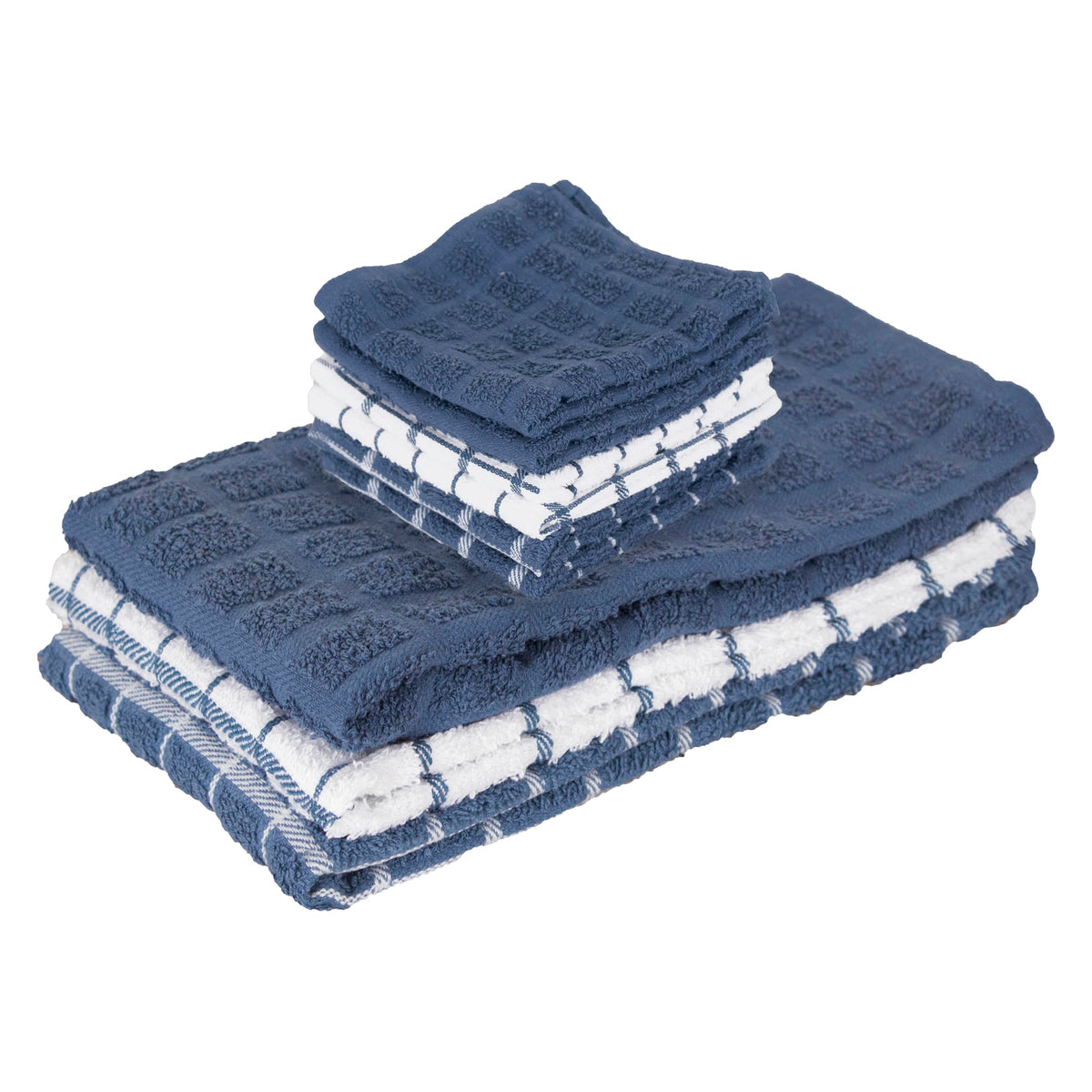 Ritz Premium 100% Cotton Terry Check Kitchen Dish Cloths - Highly Absorbent, Super Soft, Long-Lasting, 12"x12", 6-Pack, Federal Blue