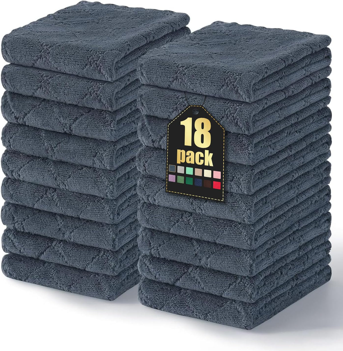 Homaxy 12 Pack Super Soft & Absorbent Dish Cloths, 10" x 10", Grey