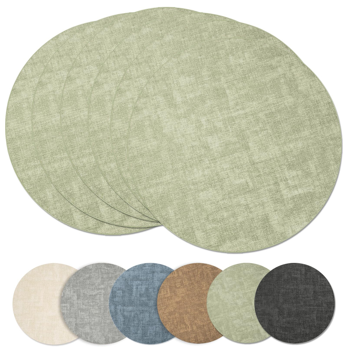 Maxpearl Faux Leather Placemats Set of 6, Easy to Clean, Brown