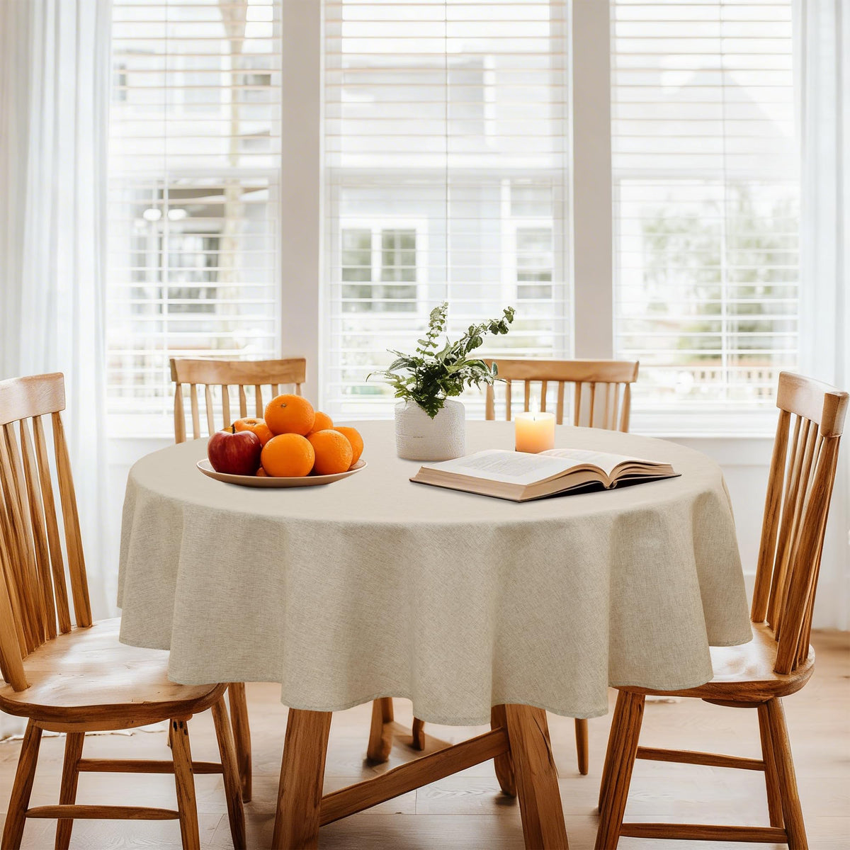 DWCN Rectangle Faux Linen Tablecloth, Table Cover, 54 x 108 Inch, Beige