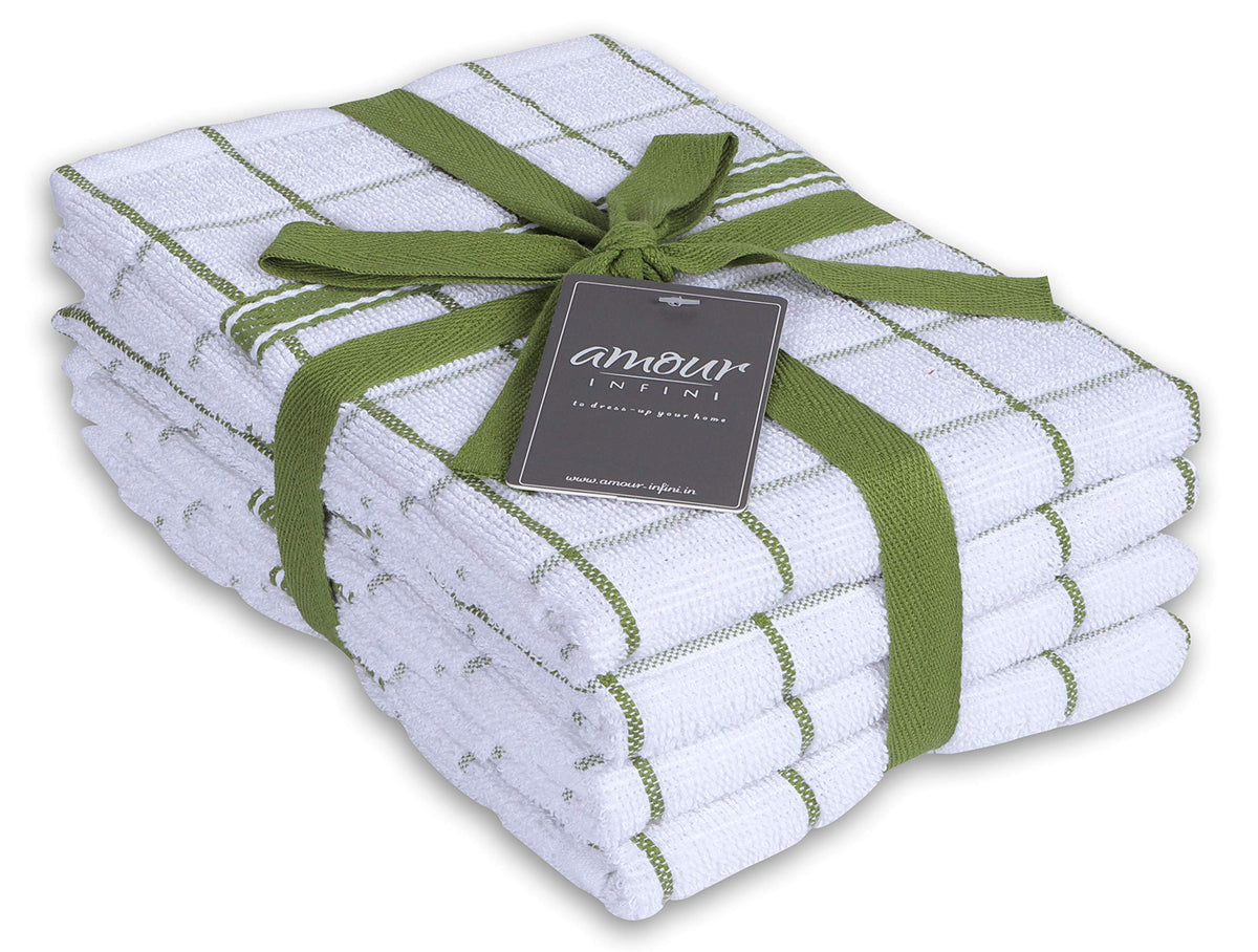 AMOUR INFINI Kitchen Dish Cloths Set of 8 - Ultra Soft, Highly Absorbent, Quick-Drying Terry Cotton Dishcloths 12"x12" Inch Wash & Cleaning Cloths for Kitchen & Dishwashing (D.Grey)