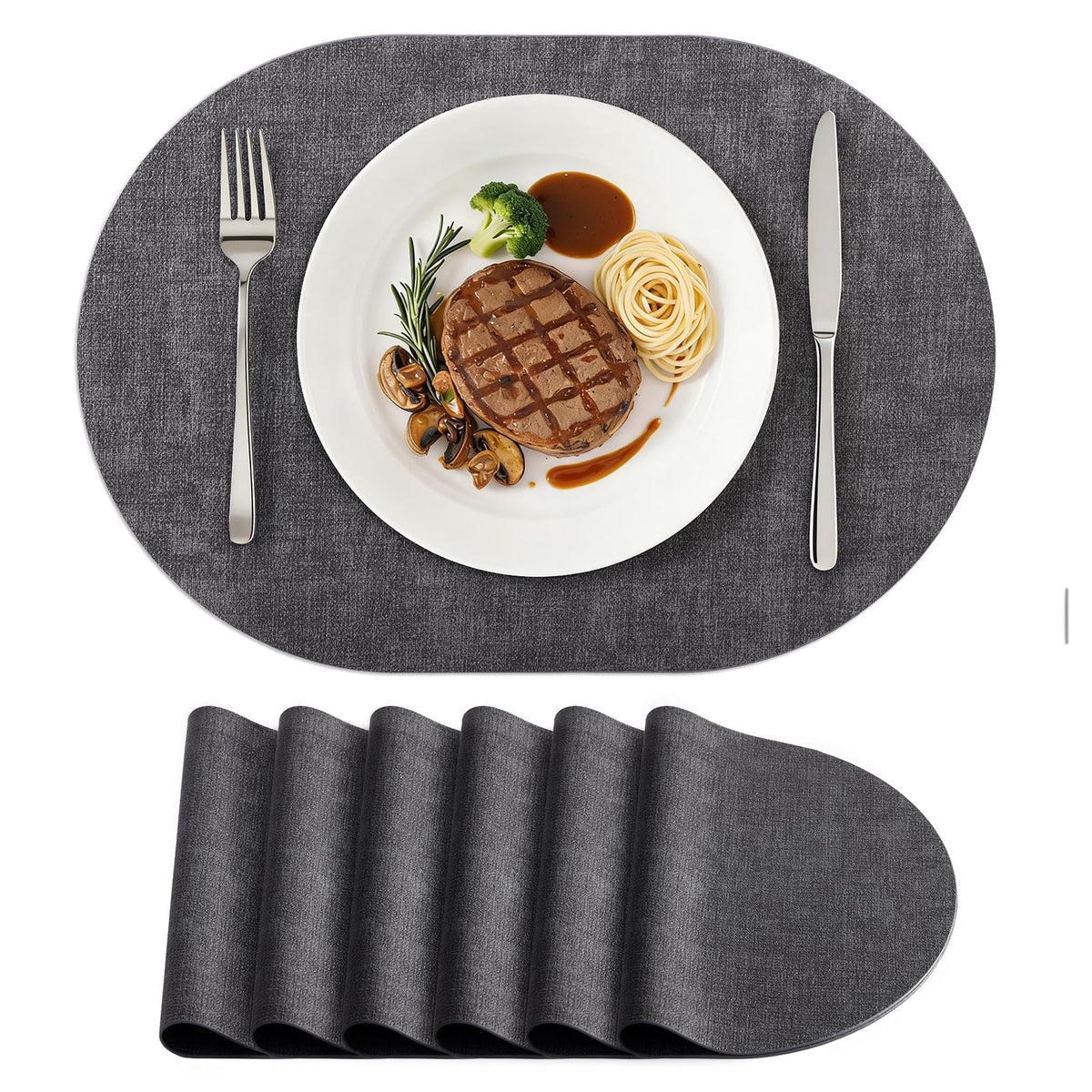 homing Heat Resistant Oval Placemats Set of 6, Beige