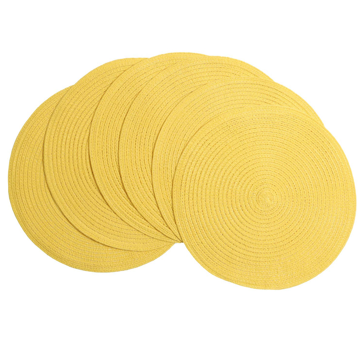SHACOS Round Braided Placemats Set of 8 Cotton Fabric Round Table Mats Non Slip Washable 15 inch Round Place Mats Home Party Table Decor (Beige, 8)