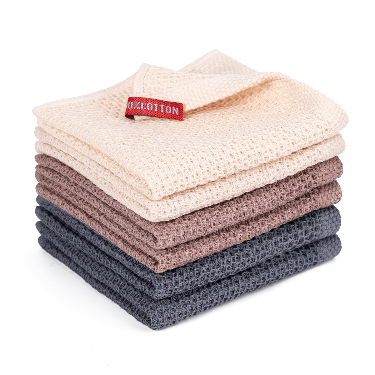 Kitchen Towels 6-Pack Kitchen Dish Cloths,100% Cotton,12x12 In,Dark Grey