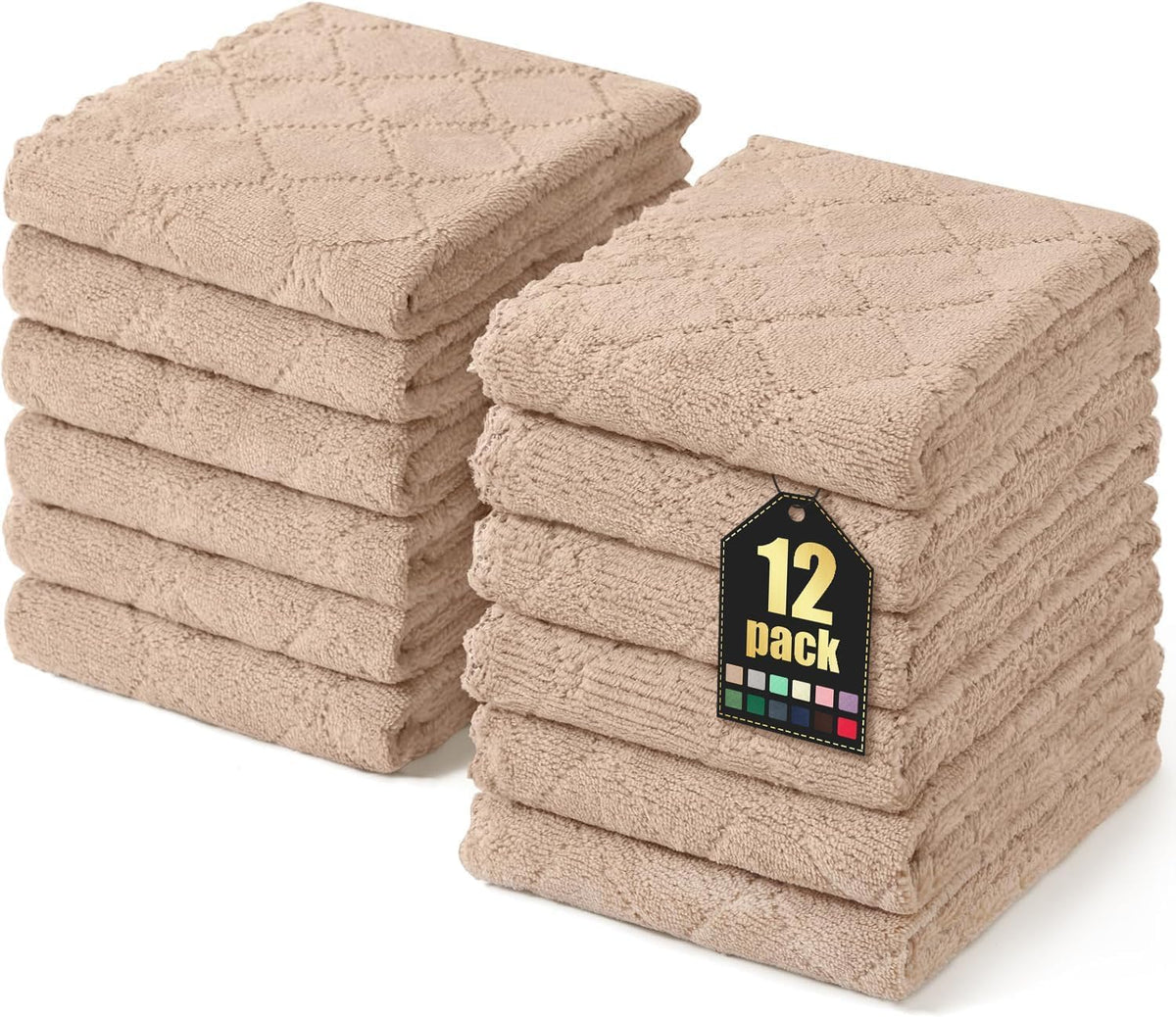 Homaxy 12 Pack Super Soft & Absorbent Dish Cloths, 10" x 10", Grey