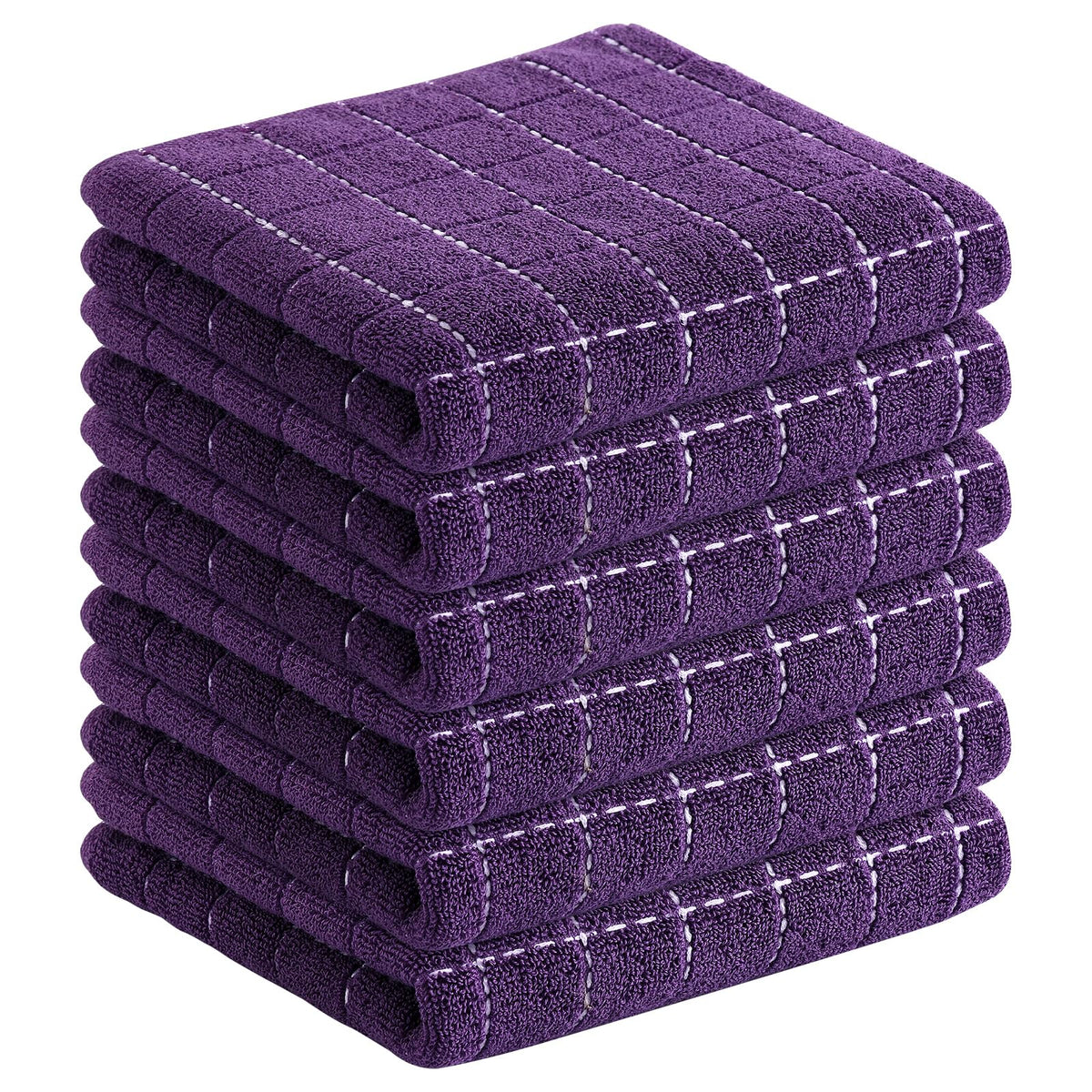 Homaxy 100% Cotton Terry Kitchen Dish Cloths, 6 Pack, Navy Blue