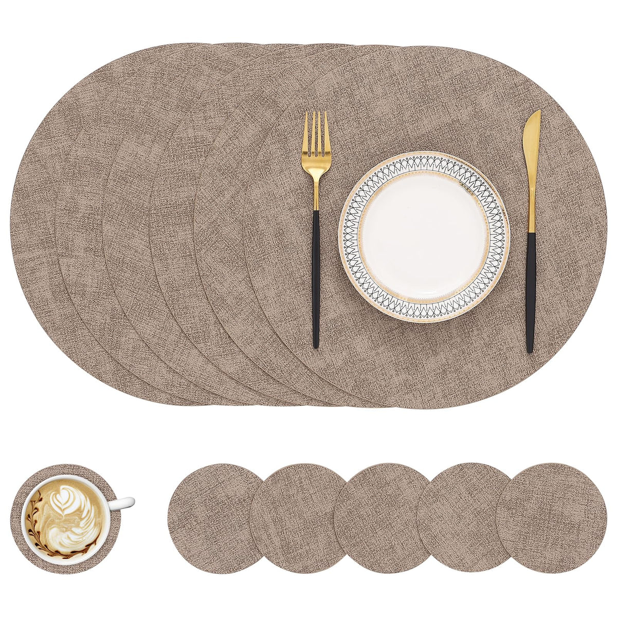 homing Faux Leather Heat Resistant Placemats 6 Packs