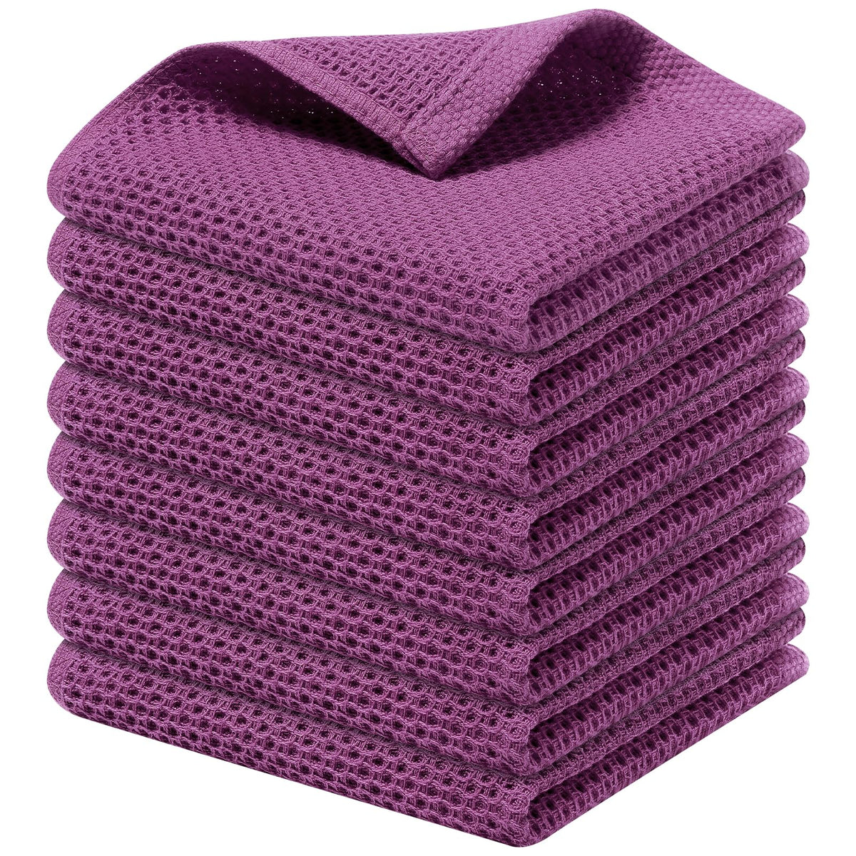 Kitinjoy 100% Cotton Waffle 6-Pack Kitchen Towels, 12" x 12", Dark Grey