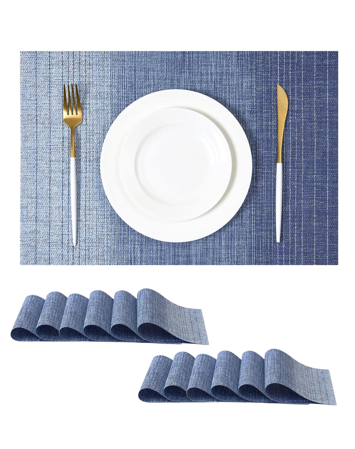 Beige Placemats Set of 8 - Heat-Resistant, Non-Slip Table Mats, Washable Woven Vinyl for Indoor & Outdoor Dining