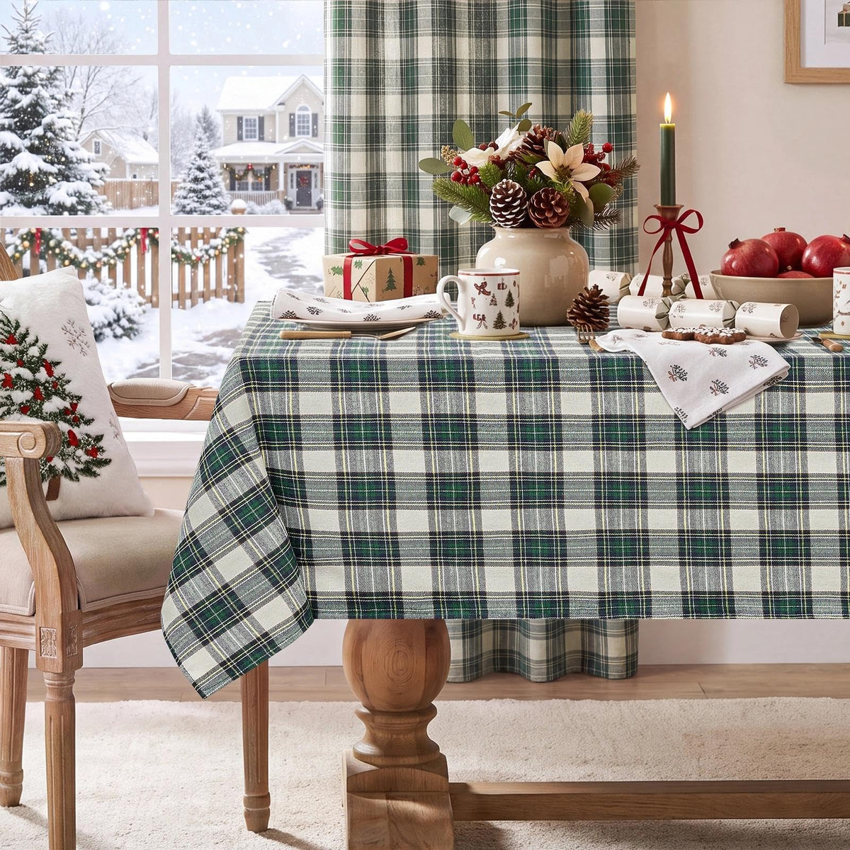 Softalker Christmas Checkered Tablecloth Rectangle, Red, 54 x 80 Inch
