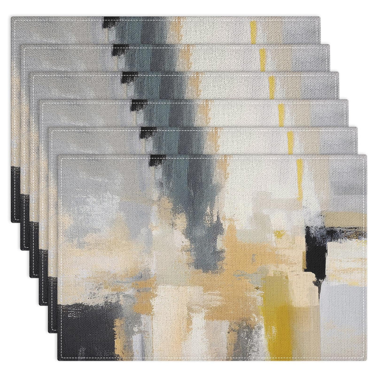 Emvency Farmhouse Placemats Set of 4, 12x18 Inch, Abstract Blue Grey
