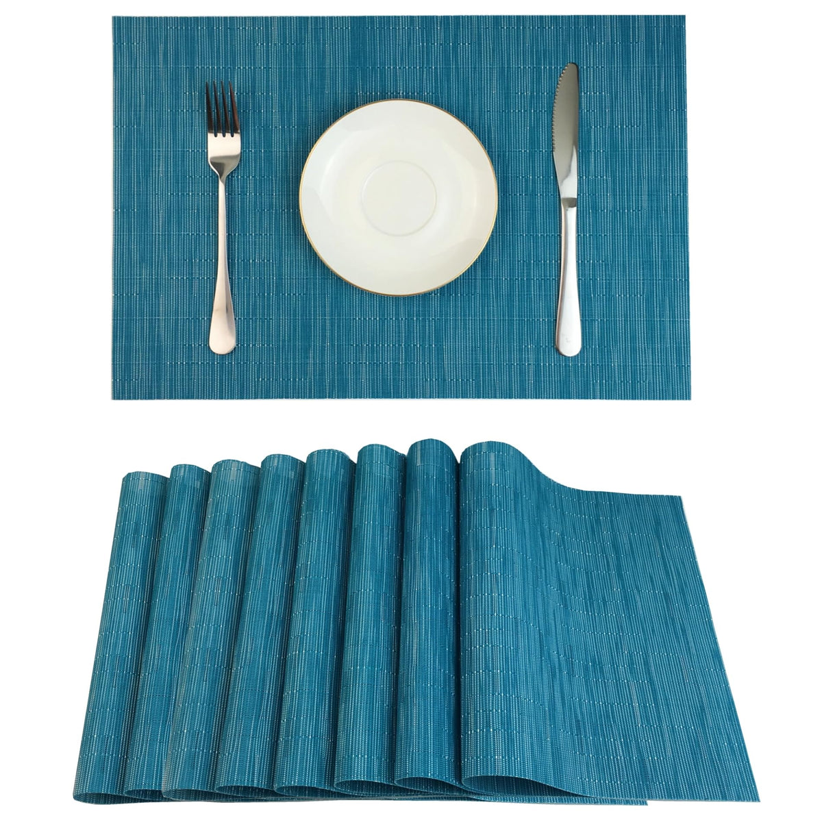 WAZAIGUR Placemats Set of 4 for Dining Table, 17.7" x 11.8", Orange