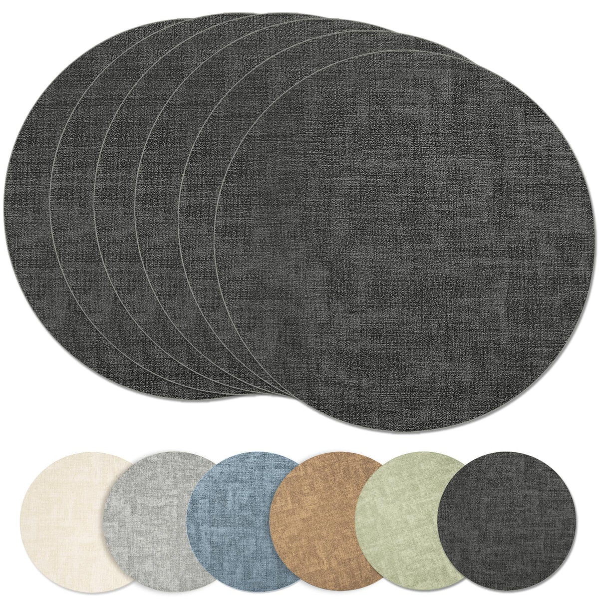 Maxpearl Faux Leather Placemats Set of 6, Easy to Clean, Brown