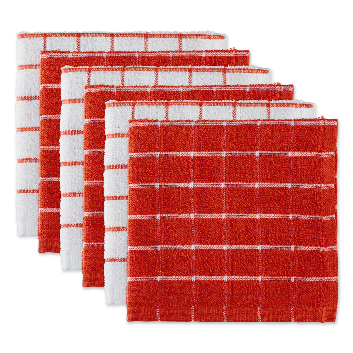 DII Basic Terry Collection Windowpane Dishcloth Set, 12x12, Gray, 6 Piece
