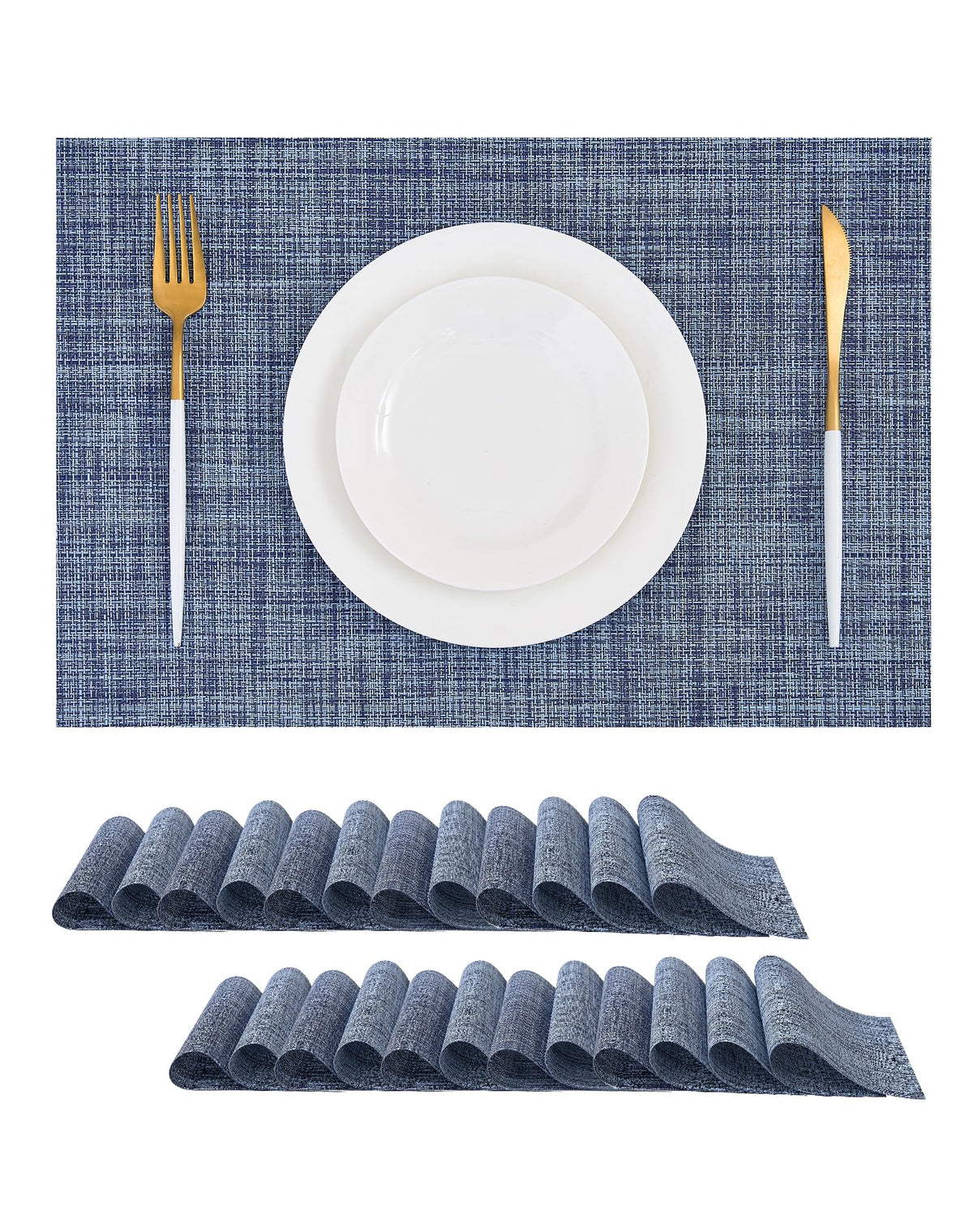 Beige Placemats Set of 4 - Heat-Resistant, Non-Slip Table Mats, Washable Woven Vinyl for Indoor & Outdoor Dining