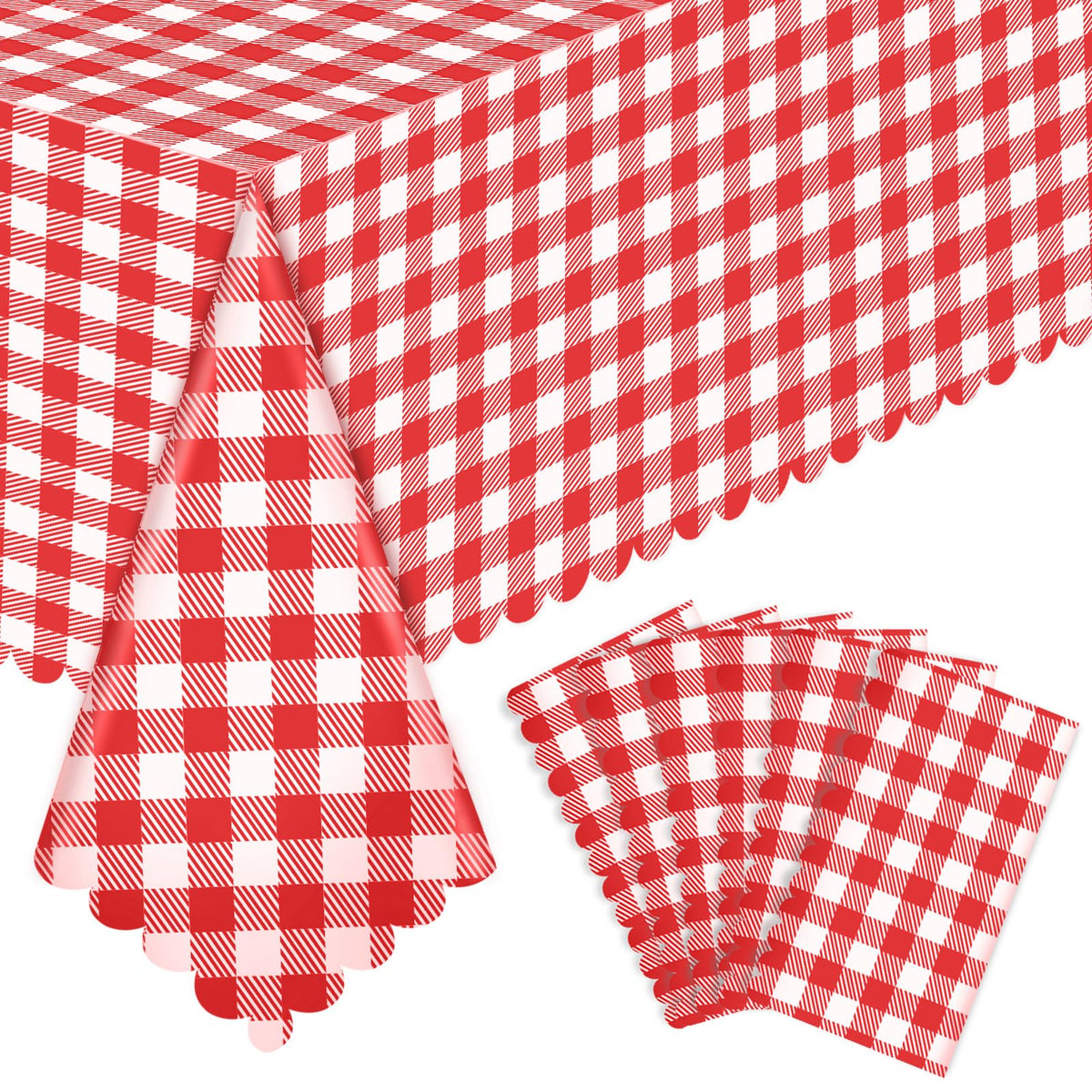 3Pack Light Khaki Gingham Tablecloths, Khaki and White Checkered Tablecloth