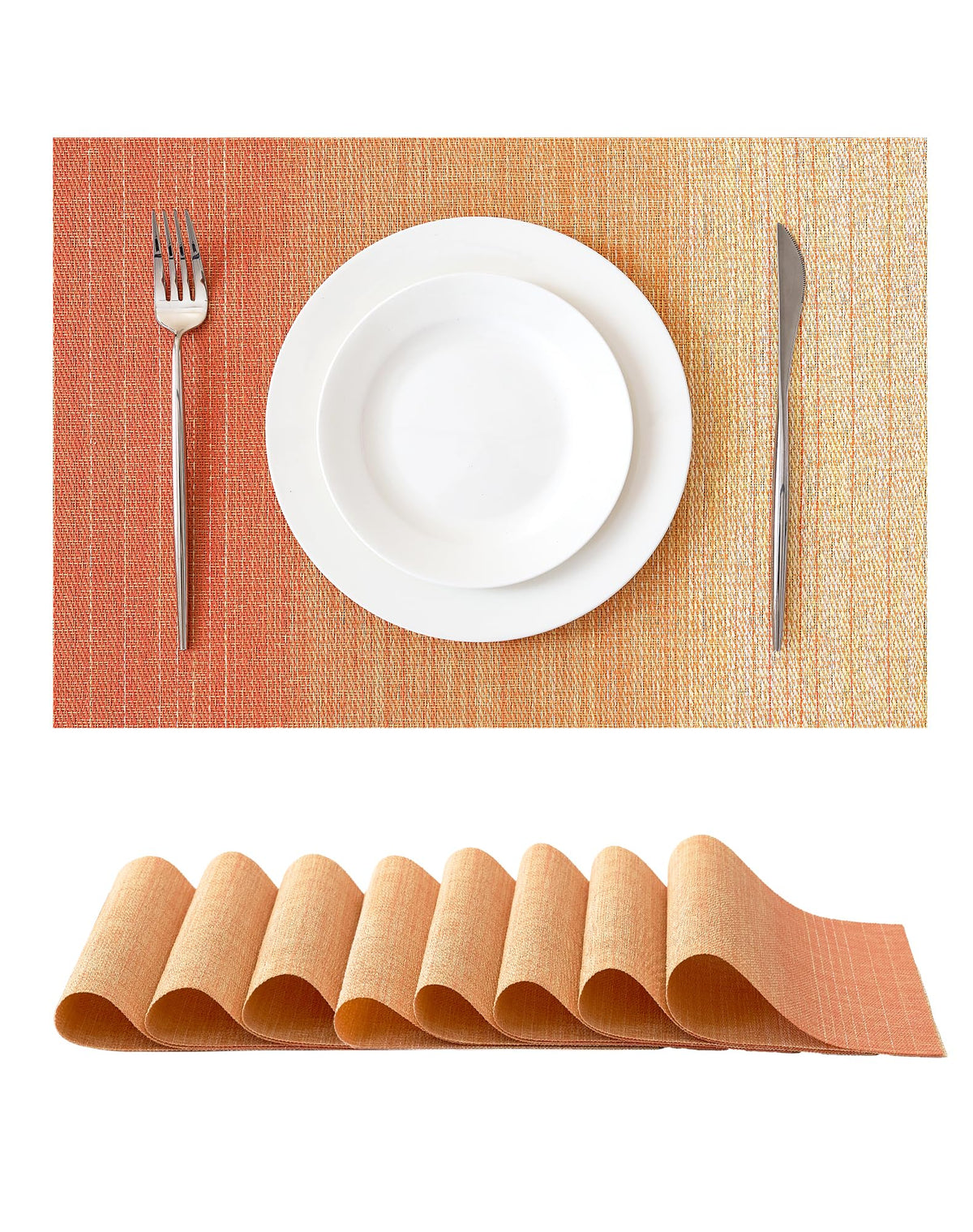 Beige Placemats Set of 4 - Heat-Resistant, Non-Slip Table Mats, Washable Woven Vinyl for Indoor & Outdoor Dining