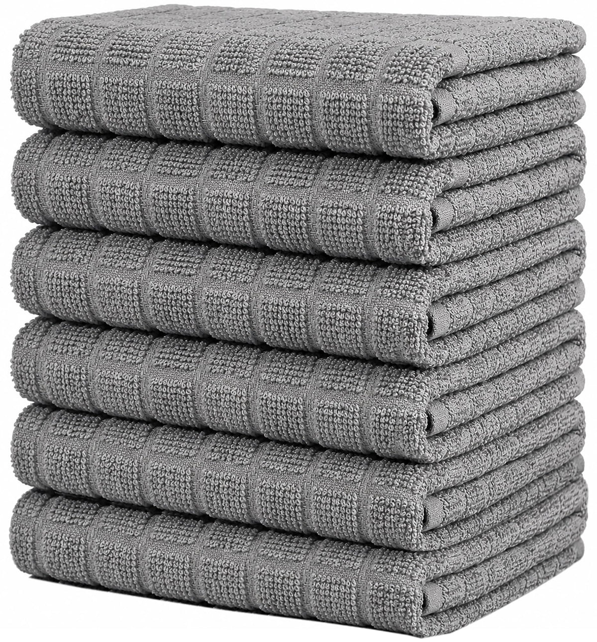 Bumble Dish Cloths (8-Pack), 100% Cotton Kitchen Towels, 12"x12" - Gray