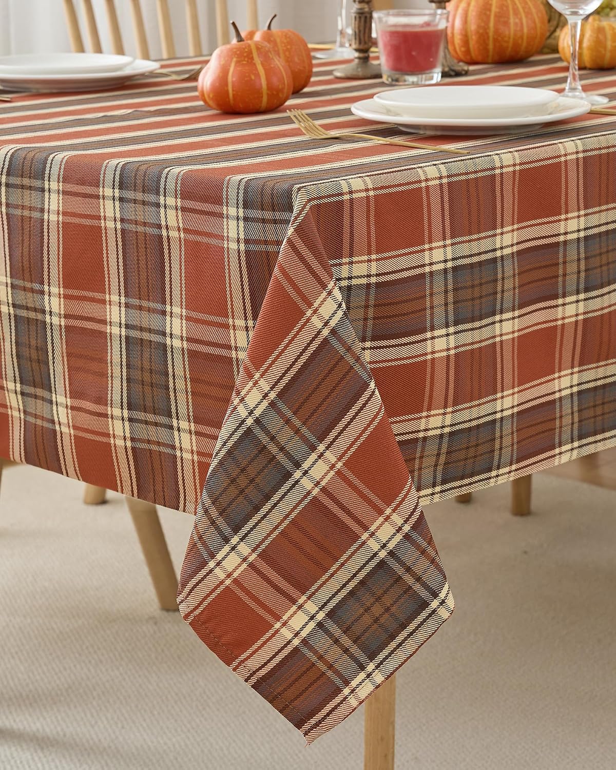Fall & Thanksgiving Tablecloth Rectangle, Tartan Plaid, 60x102 in