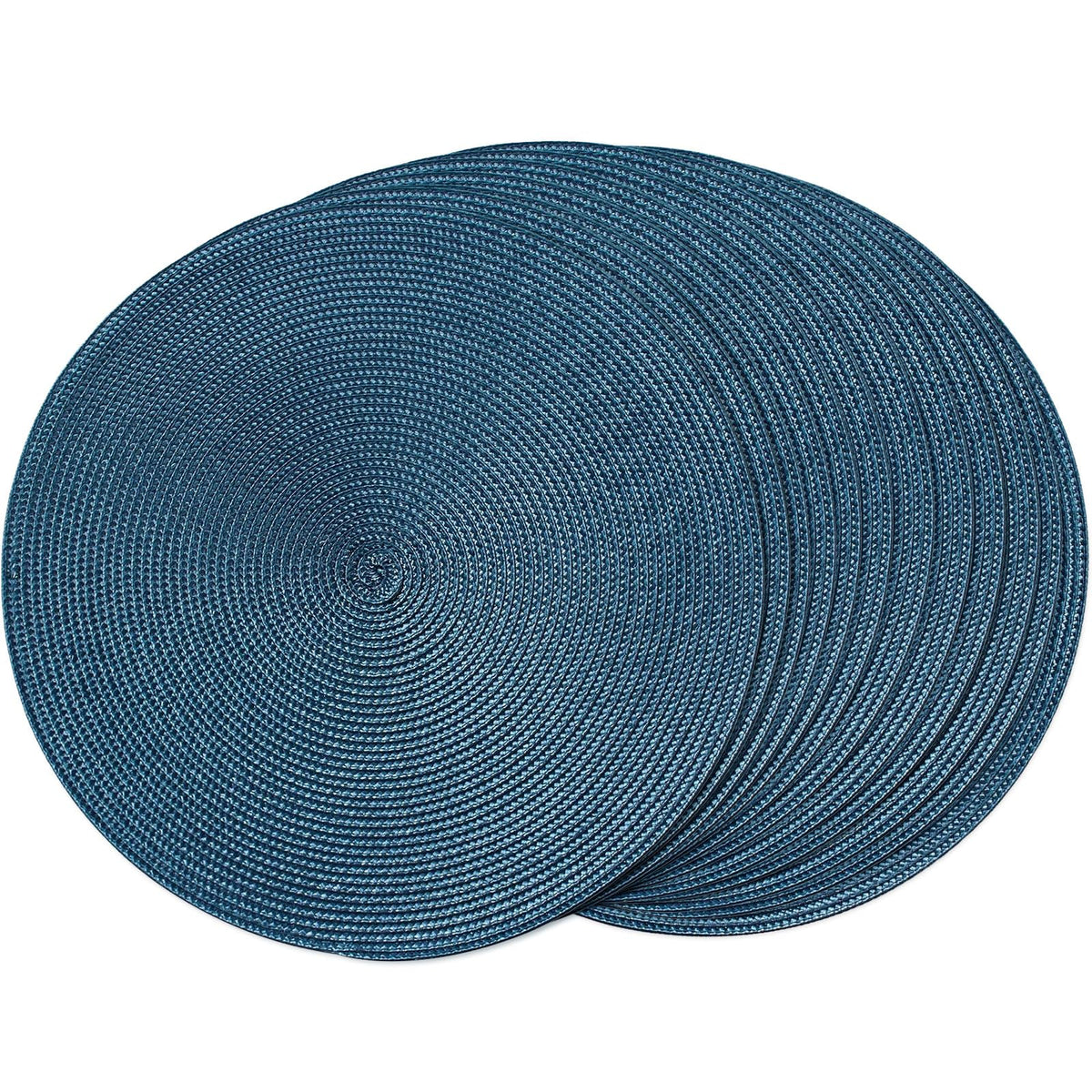 FunWheat Round Braided Placemats Set of 6 Table Mats for Dining Tables Woven Washable Non-Slip Place mats 15 inch(Orange, 6pcs)