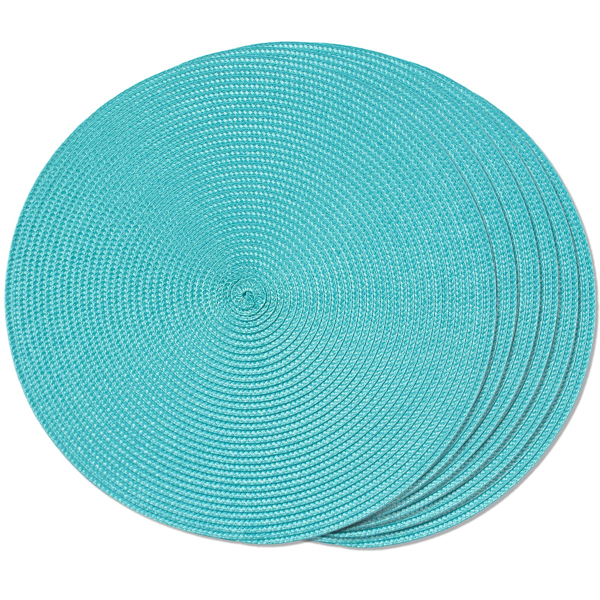 FunWheat Round Braided Placemats Set of 6 Table Mats for Dining Tables Woven Washable Non-Slip Place mats 15 inch(Orange, 6pcs)